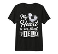 My Heart Is That Field Soccer Heart T-Shirt - Minimalist Print for Adults