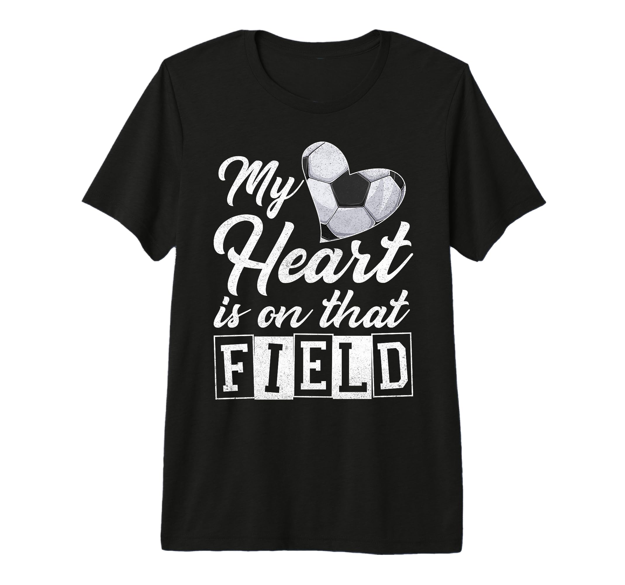 My Heart Is That Field Soccer Heart T-Shirt - Minimalist Print for Adults