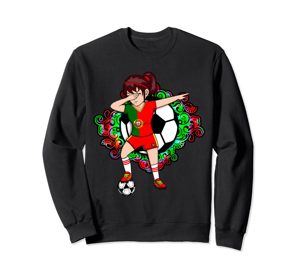 Dabbing Soccer Portugal Jersey Floral Sweatshirt - Minimalist Print Unisex