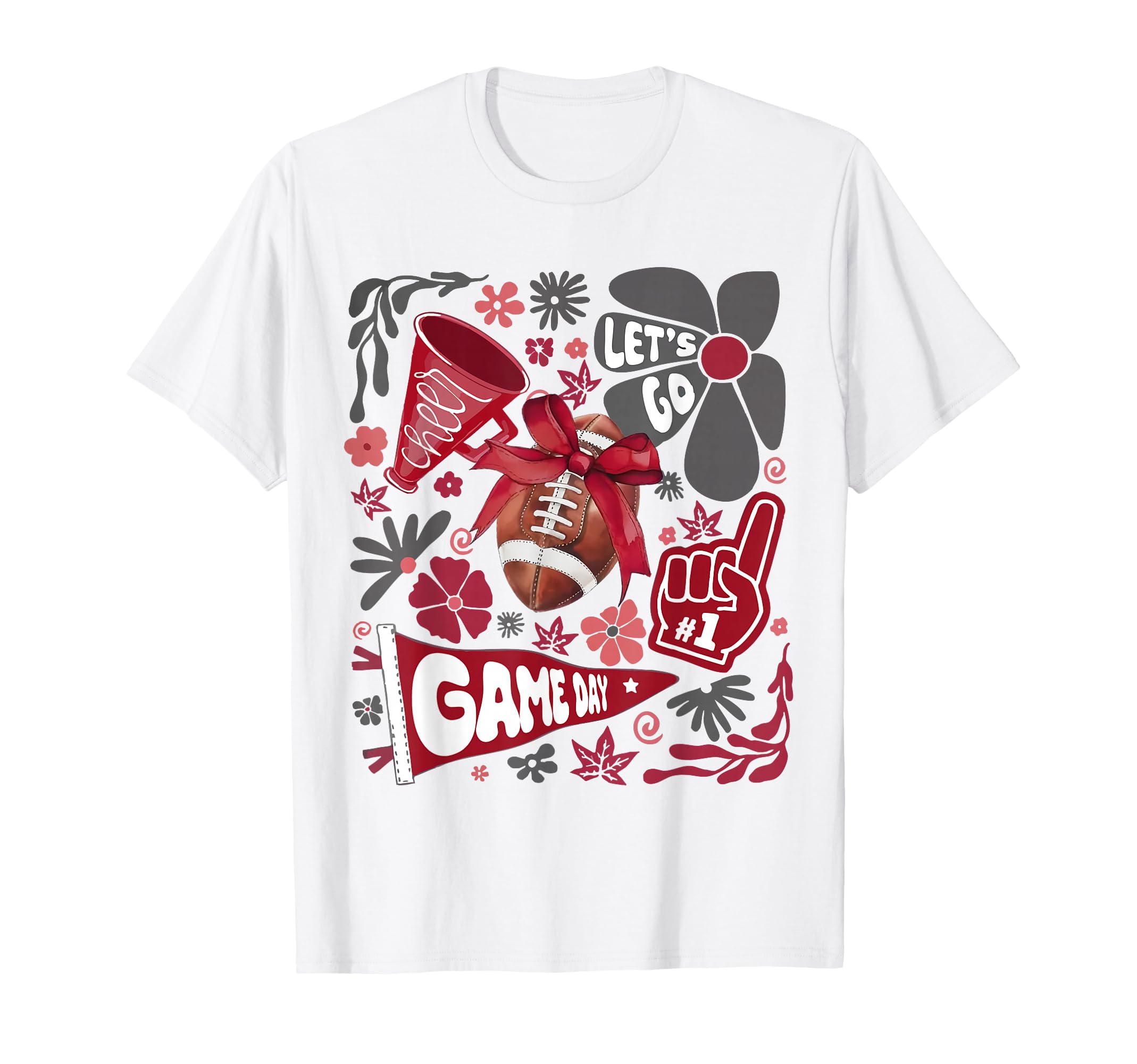 Red Black Cheerleader Game Day Football T-Shirt - Unique Graphic Unisex