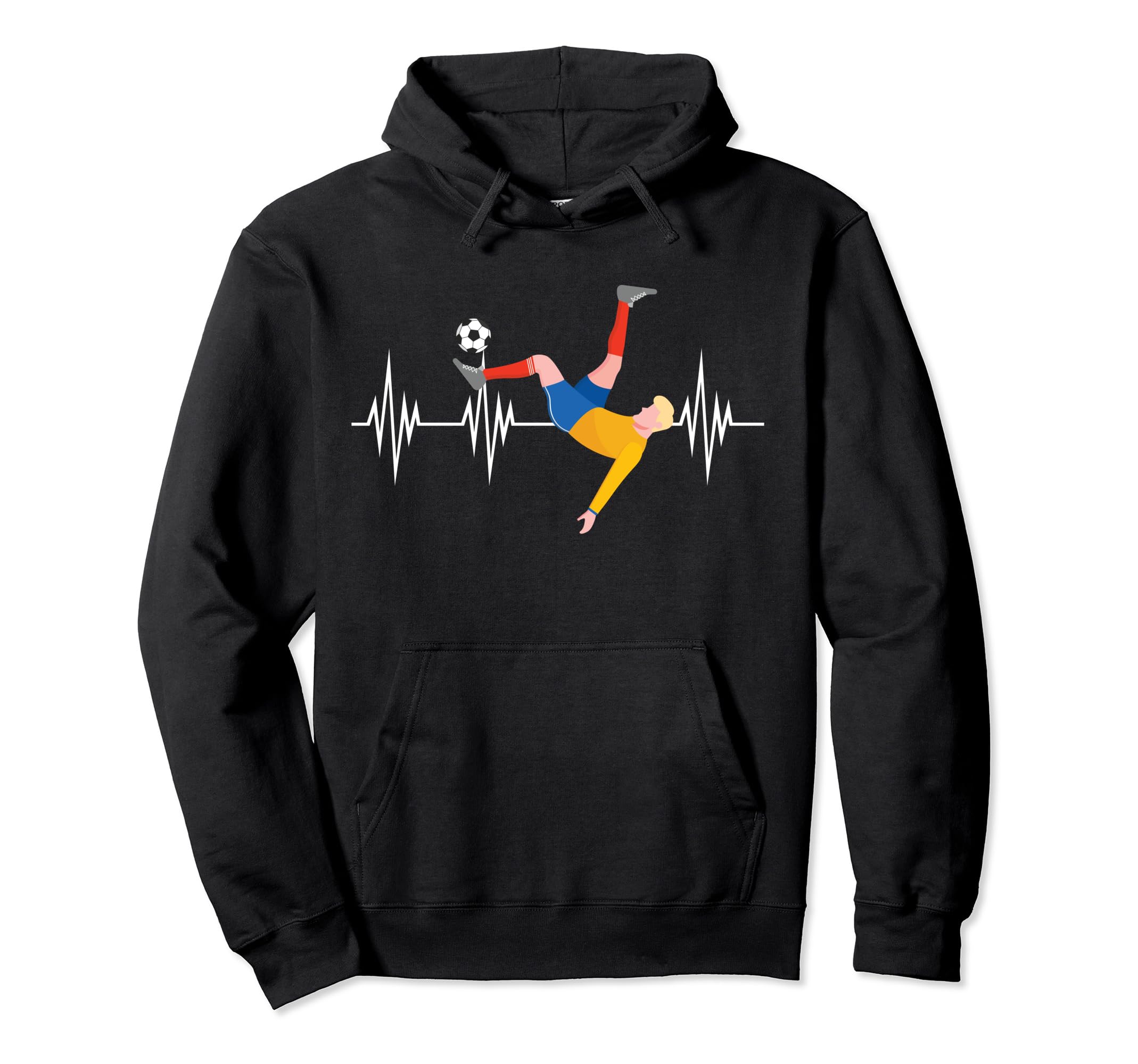 Soccer Heartbeat Football Player Hoodie - Casual Everyday Wear for Adults