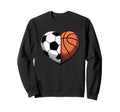 Soccer And Basketball Heart Sports Sweatshirt - Unique Graphic Men Women