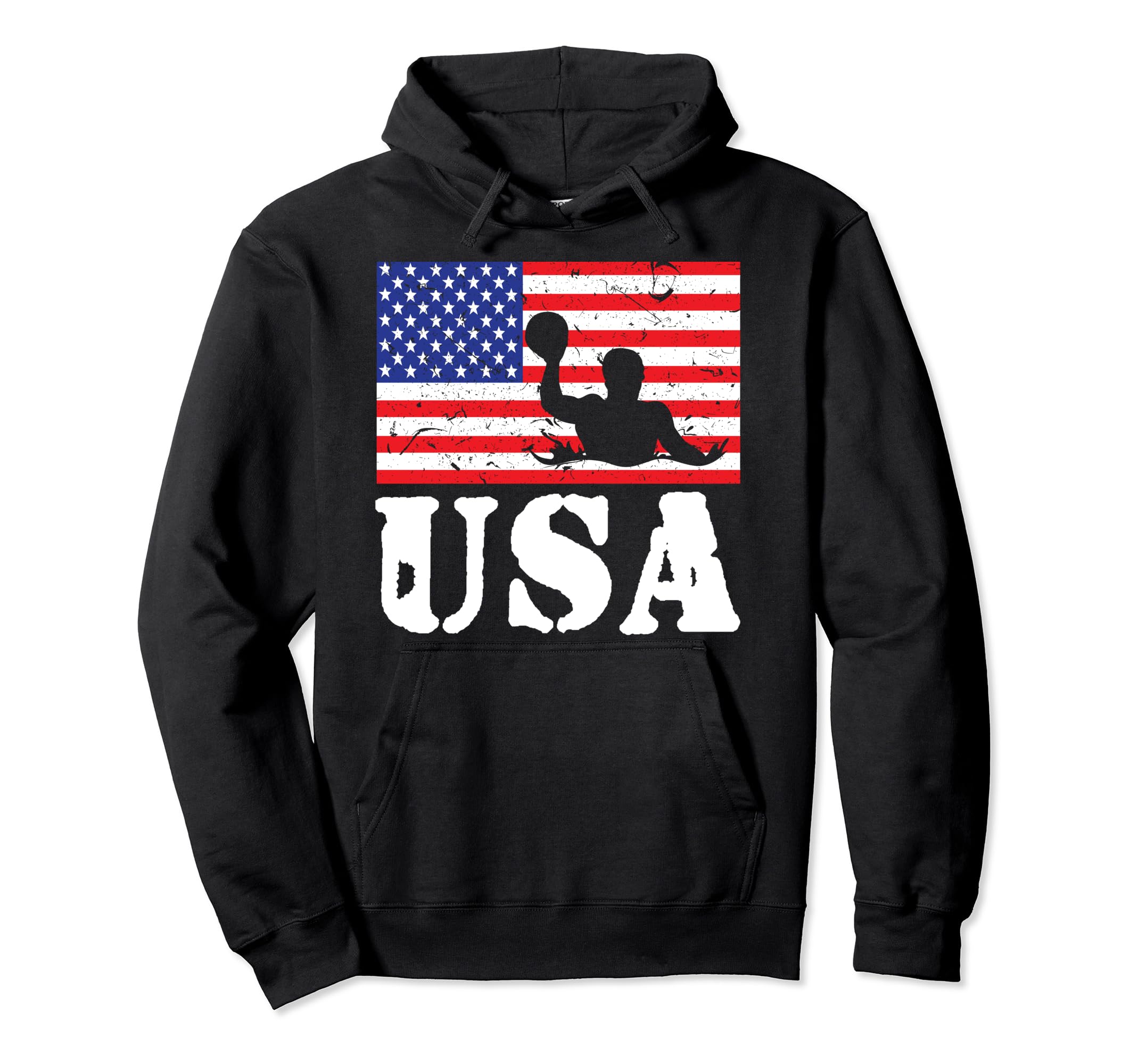 Distressed Water Polo Usa American Hoodie - Casual Everyday Wear Unisex
