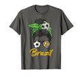 Futbol Messy Bun Brazilians Brazil Flag T-Shirt - Unique Graphic Unisex