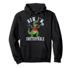 Now Im Unstoppable Funny T Rex Soccer Hoodie - Novelty Apparel for Adults