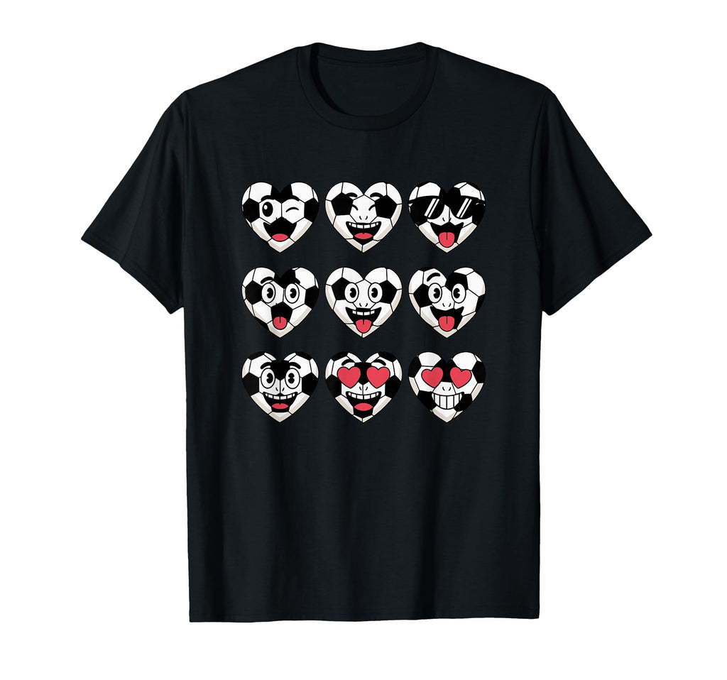 Soccer Heart Faces Football Love T-Shirt - Trendy Graphic Men Women
