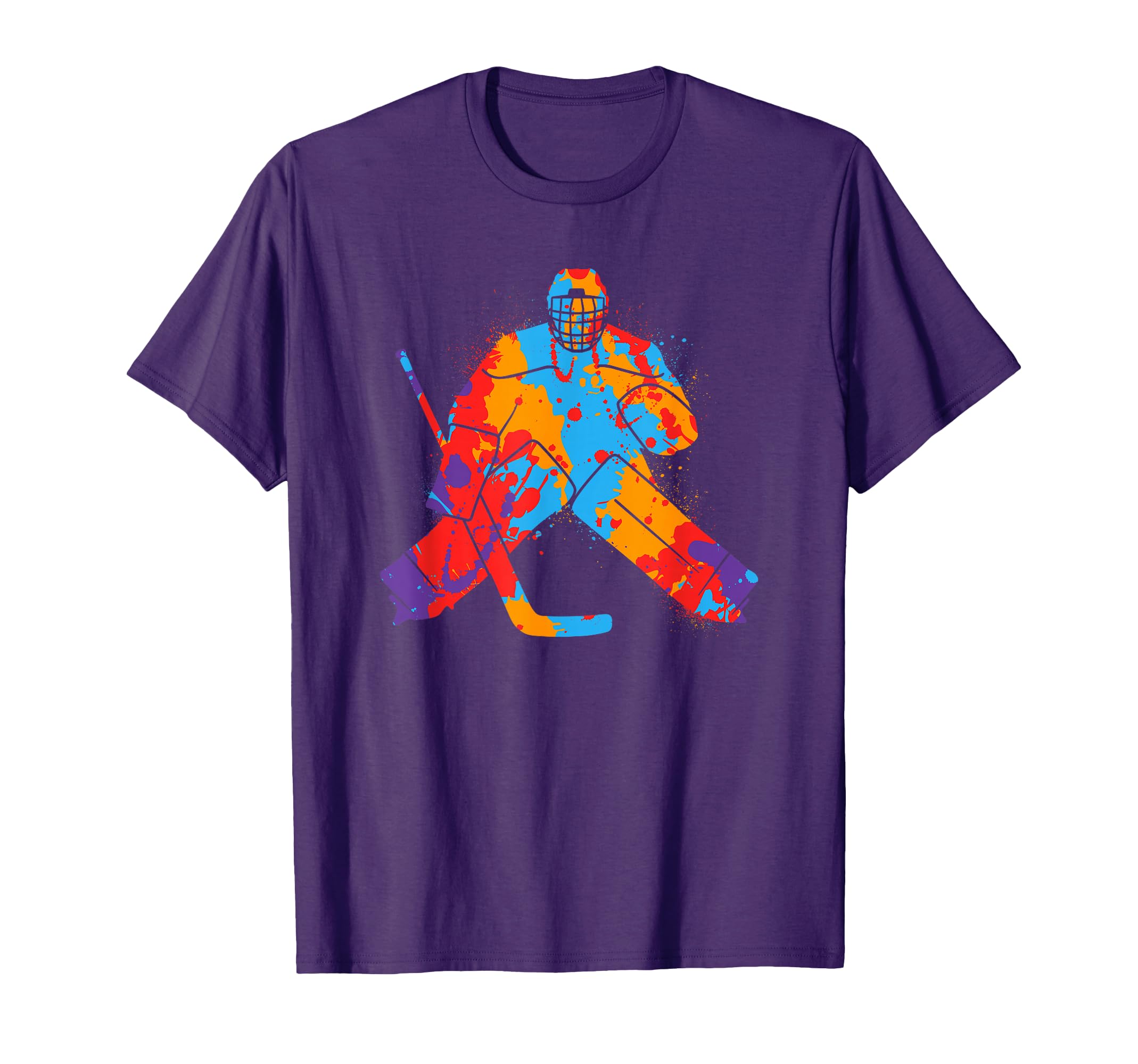 Hockey Player Colorful Goalkeeper Ice T-Shirt - Novelty Apparel for Adults