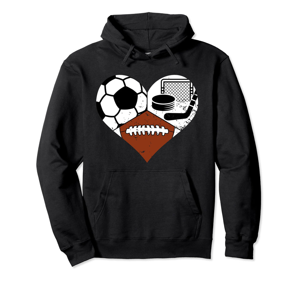 Soccer Football Hockey Heart Funny Hoodie - Fun Novelty Design Unisex