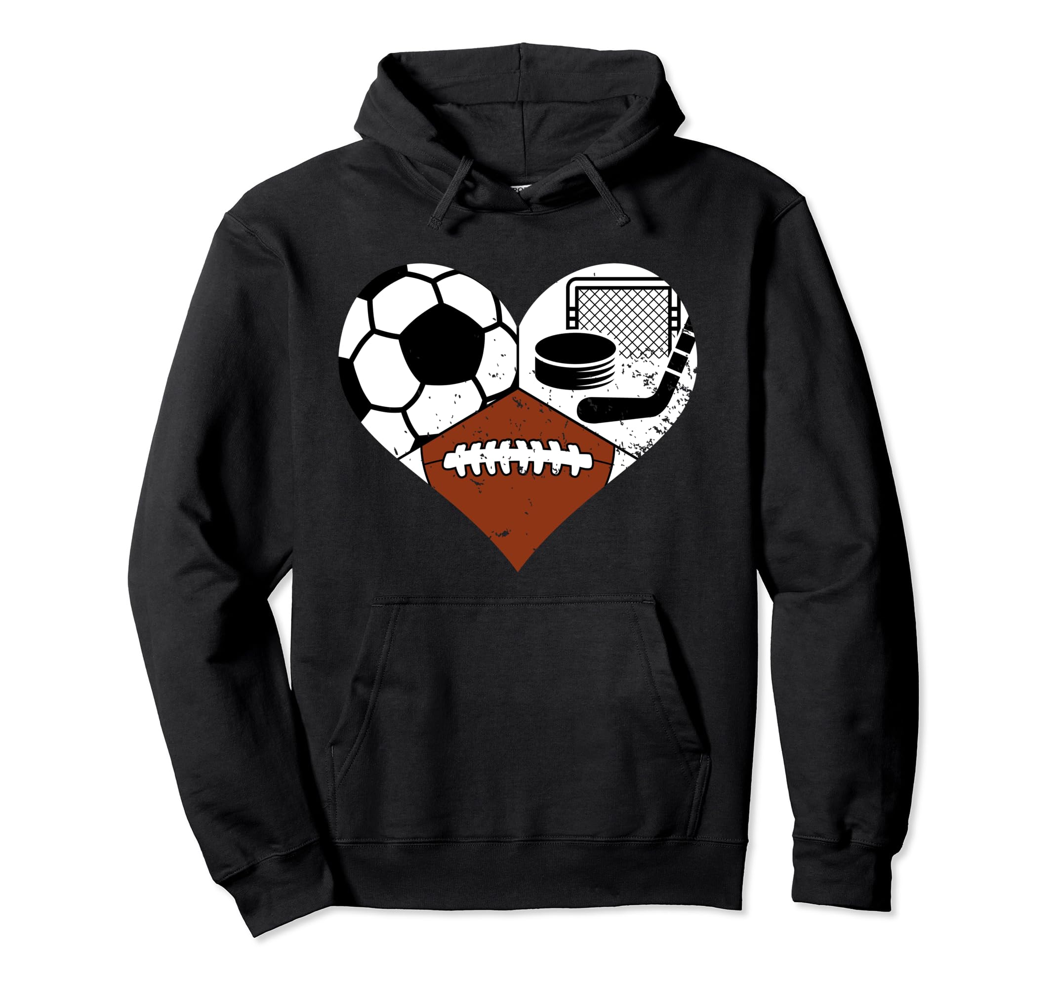 Soccer Football Hockey Heart Funny Hoodie - Fun Novelty Design Unisex