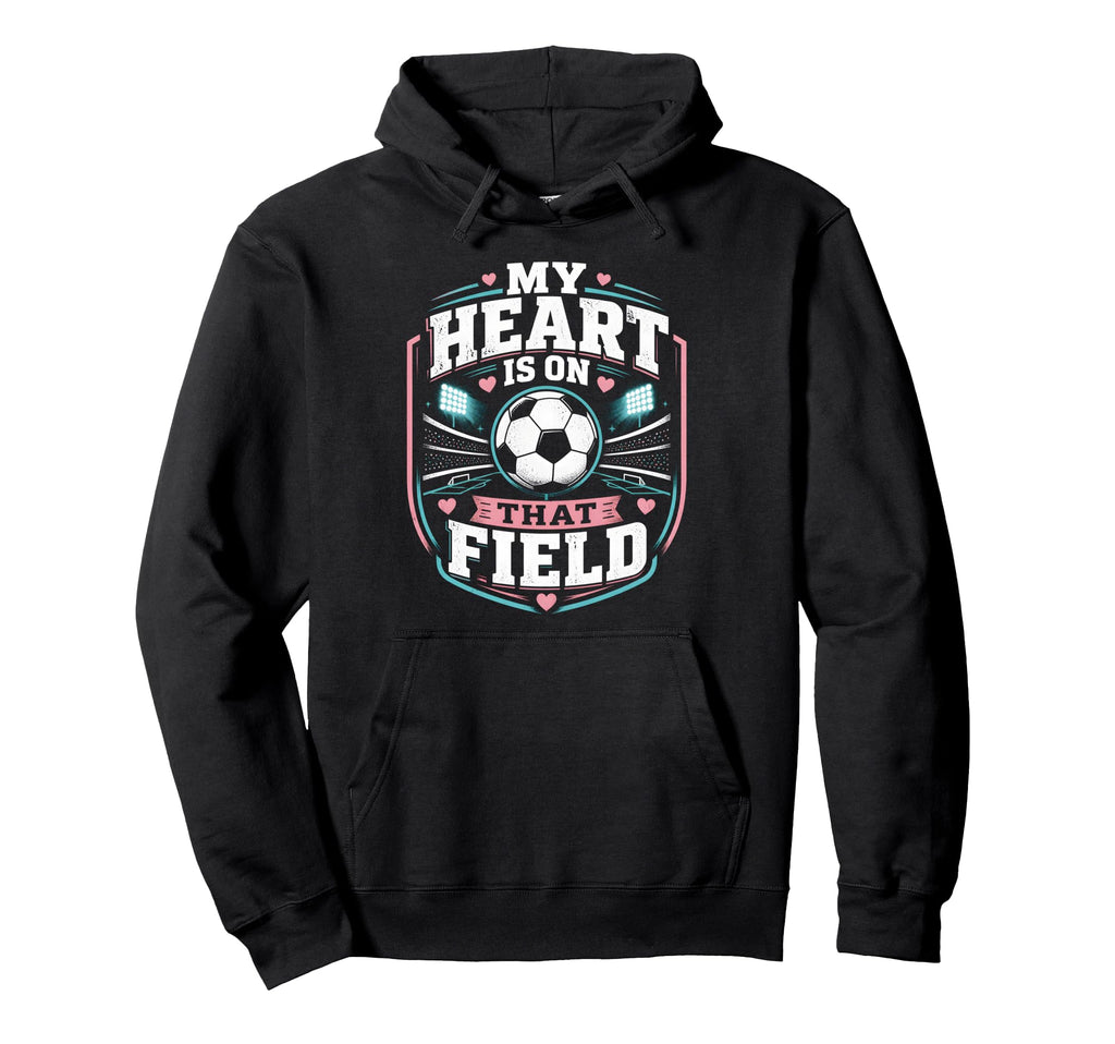 My Heart Is That Field Soccer Mom Hoodie - Minimalist Print for Adults