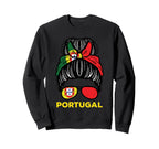Portugal Flag Messy Bun Football Sweatshirt - Minimalist Print for Adults