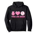 Peace Love Soccer Soccer Player Soccer Hoodie - Aesthetic Graphic Unisex