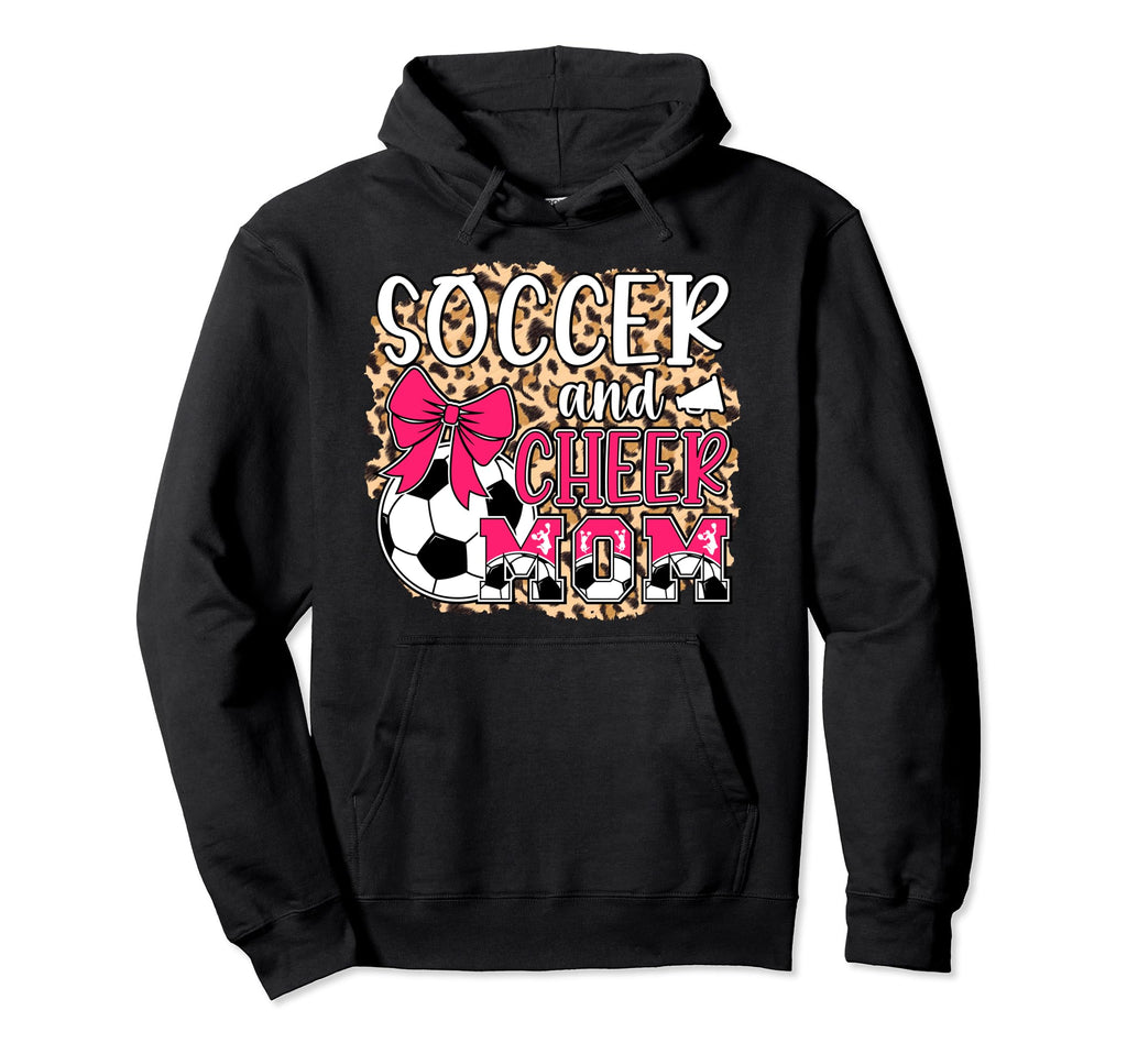 Soccer And Cheer Mom Leopard Cheerleader Hoodie - Trendy Graphic Unisex