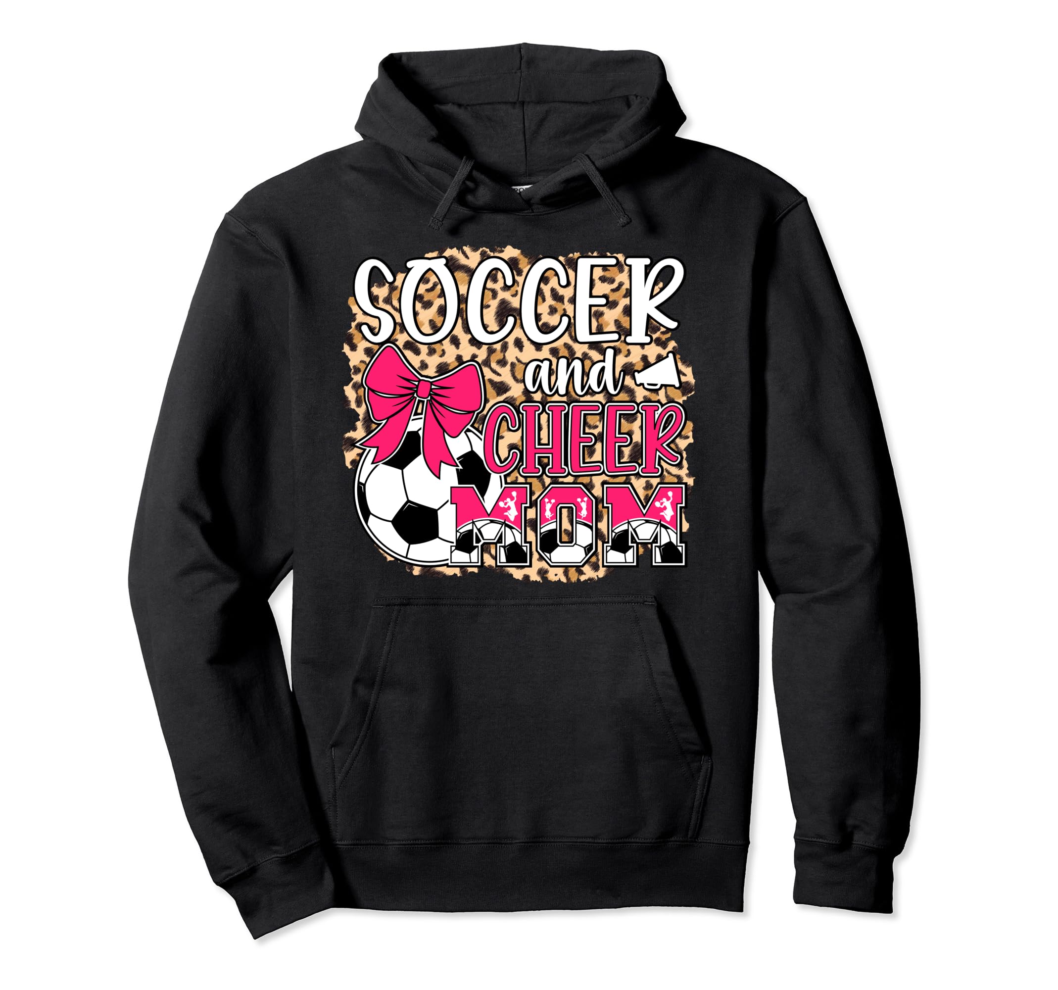 Soccer And Cheer Mom Leopard Cheerleader Hoodie - Trendy Graphic Unisex