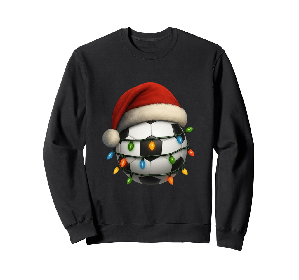 Soccer Santa Hat Lights Funny Holiday Sweatshirt - Minimalist Print Unisex