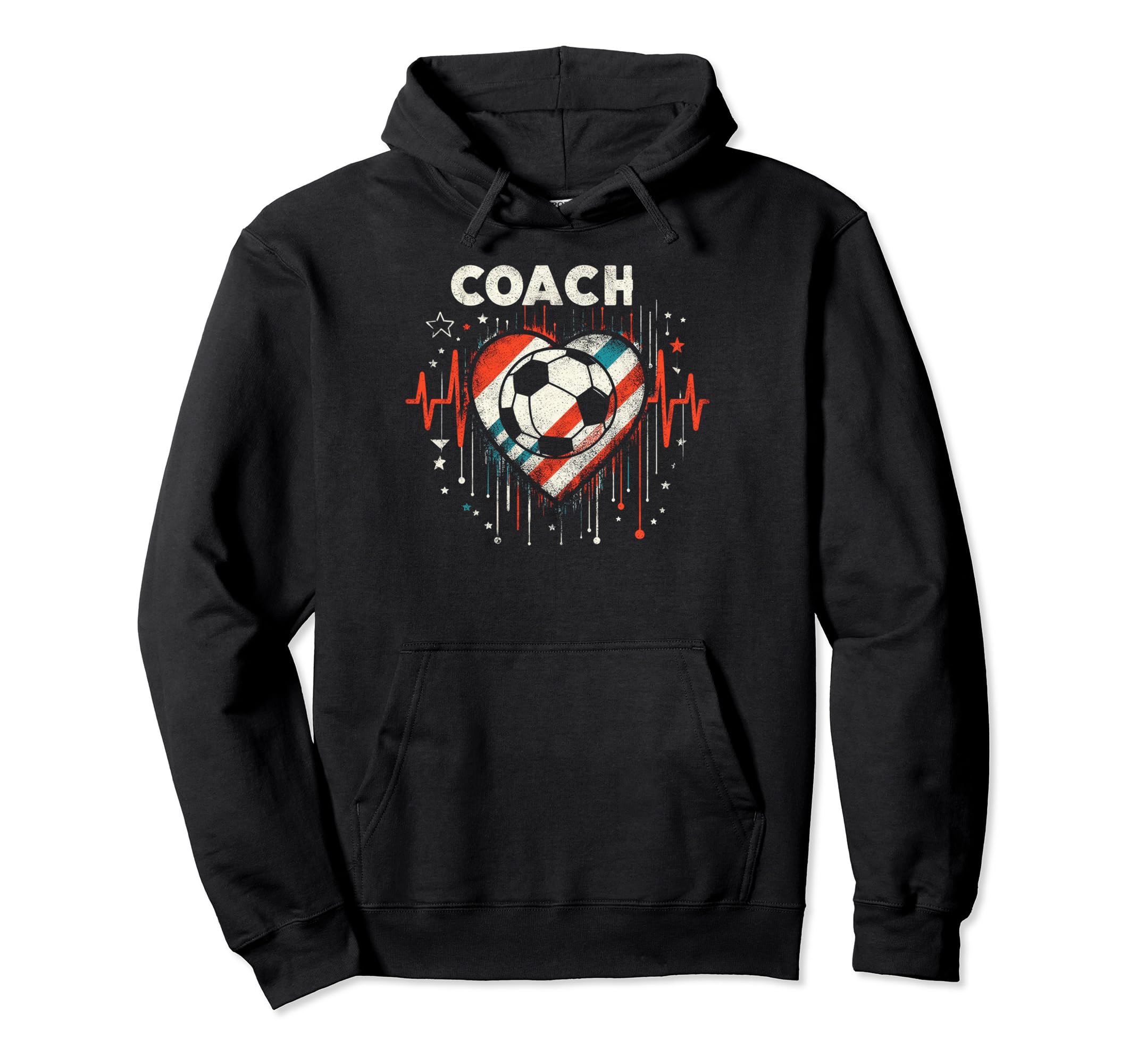 Soccer Coach Training Heart Beat Football Hoodie - Graphic Print Men Women