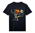 Skeleton Pumpkin Soccer Halloween T-Shirt - Graphic Print for Adults