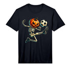 Skeleton Pumpkin Soccer Halloween T-Shirt - Graphic Print for Adults