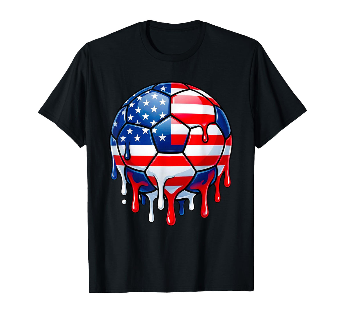 Patriotic Soccer Ball July Fourth Drip T-Shirt - Custom Art Print Unisex