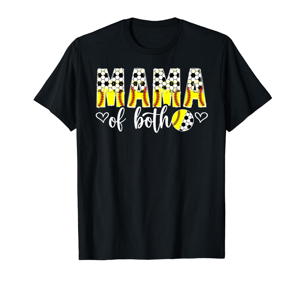 Mama Both Softball Soccer Mom Soccer T-Shirt - Unique Graphic Men Women