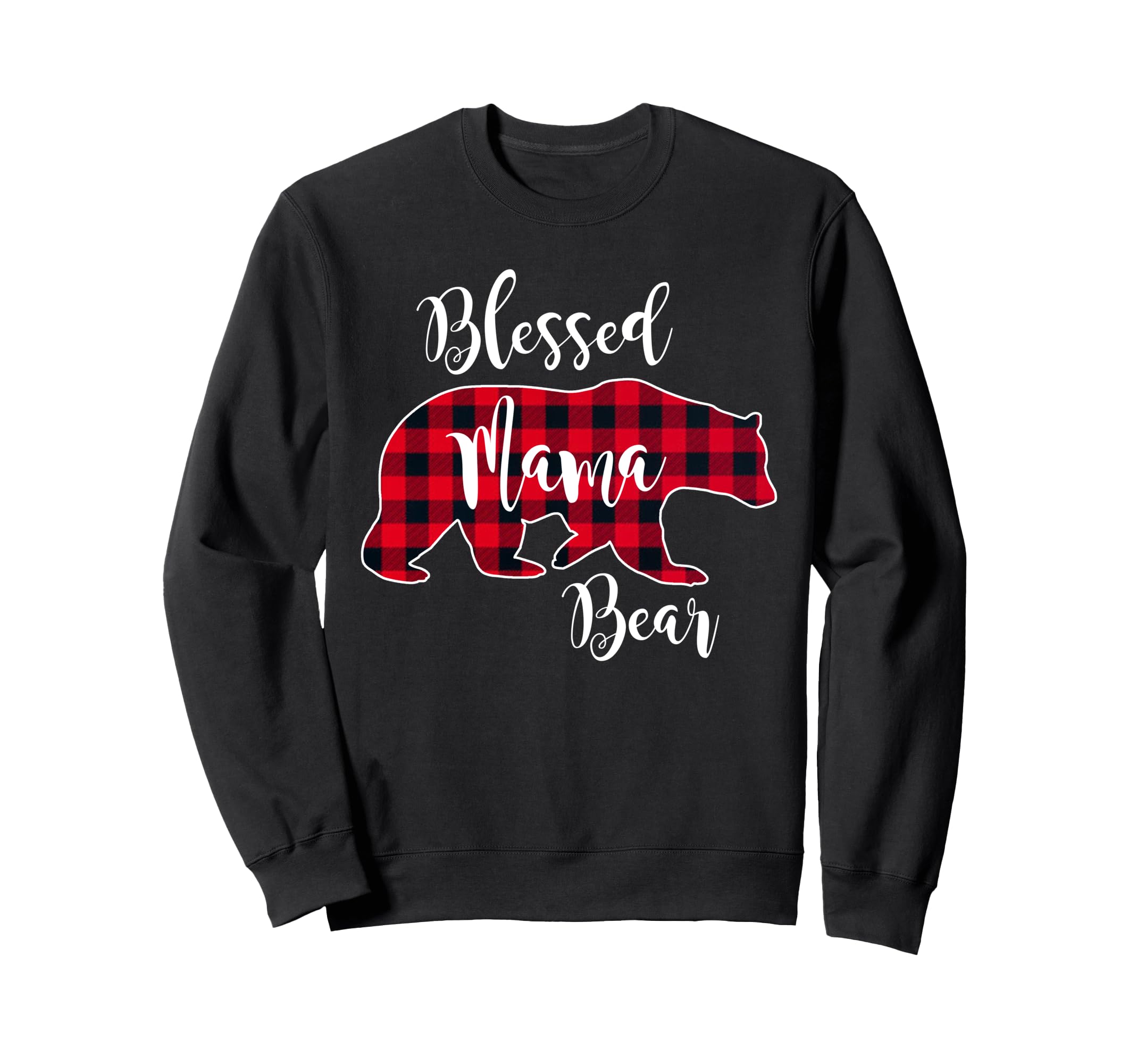 Blessed Mama Bear Buffalo Check Sweatshirt - Casual Everyday Wear Unisex