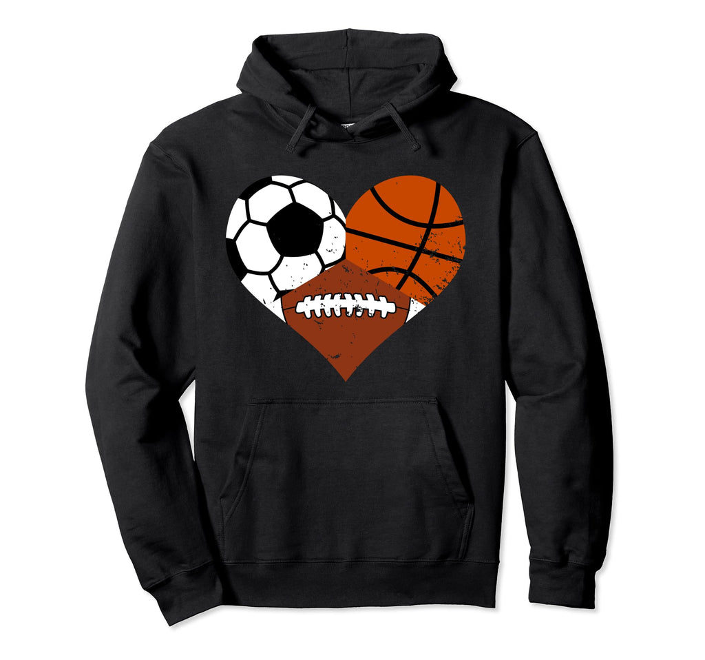 Basketball Football Soccer Heart Funny Hoodie - Minimalist Print Unisex