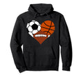 Basketball Football Soccer Heart Funny Hoodie - Minimalist Print Unisex