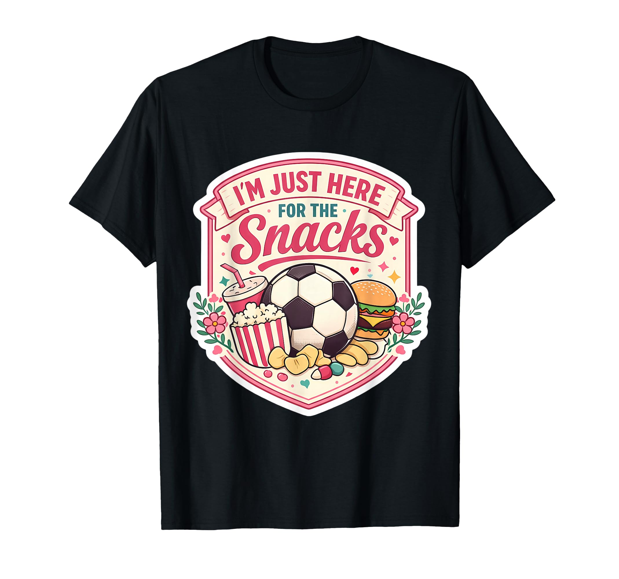 Im Just Here Snacks Soccer Football T-Shirt - Minimalist Print for Adults