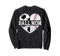 Mom Both Heart Soccer Baseball Sweatshirt - Minimalist Print for Adults