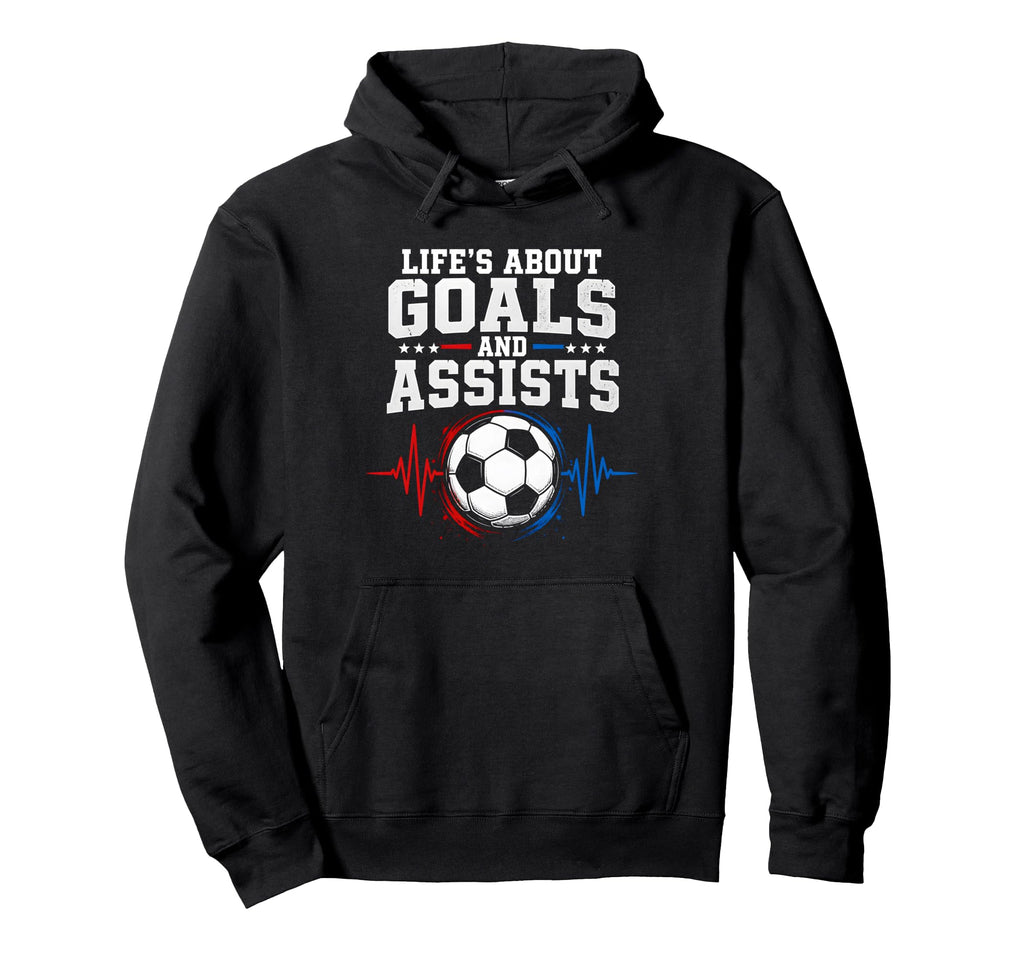 Life Goals Assists Soccer Heartbeat Fan Hoodie - Graphic Print Men Women