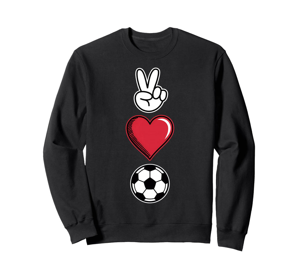 Peace Love Soccer Simple Player Coach Sweatshirt - Unique Graphic Unisex