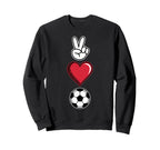 Peace Love Soccer Simple Player Coach Sweatshirt - Unique Graphic Unisex