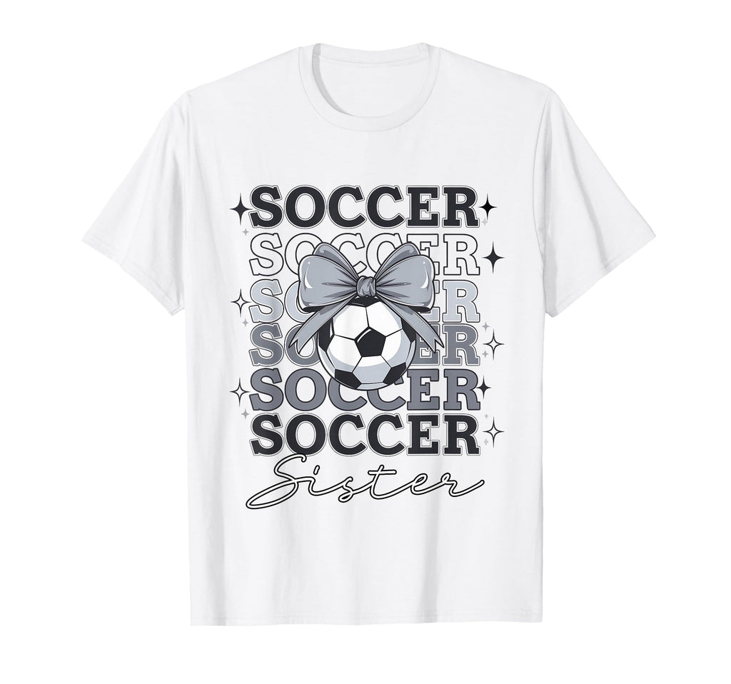Groovy Soccer Sister Coquette Bow T-Shirt - Custom Art Print for Adults