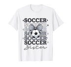 Groovy Soccer Sister Coquette Bow T-Shirt - Custom Art Print for Adults