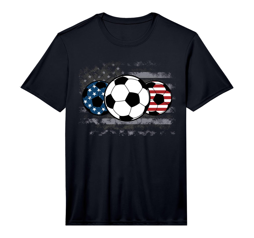 Soccer Red White Blue American Flag 4Th T-Shirt - Unique Graphic Unisex