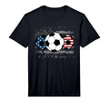 Soccer Red White Blue American Flag 4Th T-Shirt - Unique Graphic Unisex