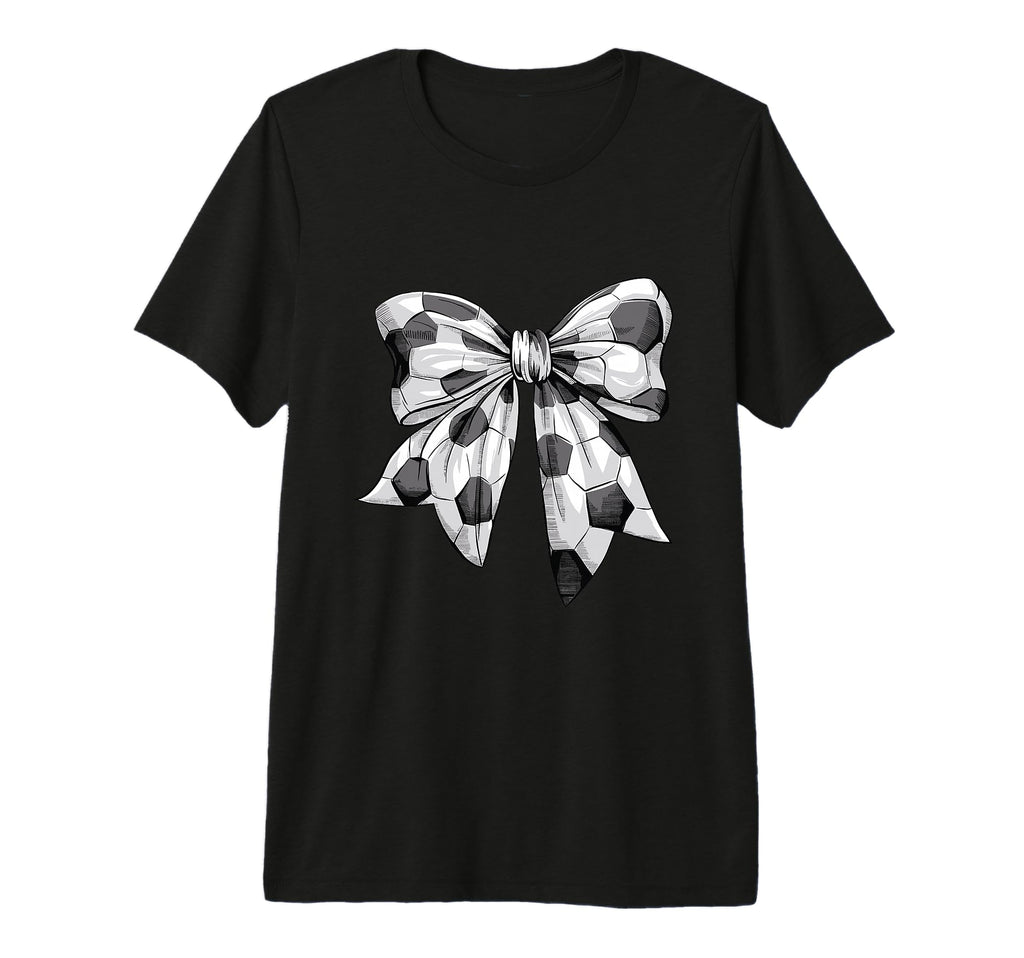 Coquette Bow Soccer Ball Mom Life T-Shirt - Minimalist Print for Adults