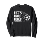 Funny Soccer Ball Lies About Goals Sweatshirt - Trendy Graphic for Adults