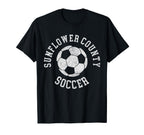 Sunflower County Soccer Distressed T-Shirt - Minimalist Print for Adults