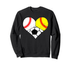 Baseball Softball Soccer Heart Sweatshirt - Fun Novelty Design Men Women