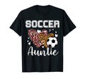 Soccer Auntie Heart Leopard Grandma T-Shirt - Casual Everyday Wear Unisex
