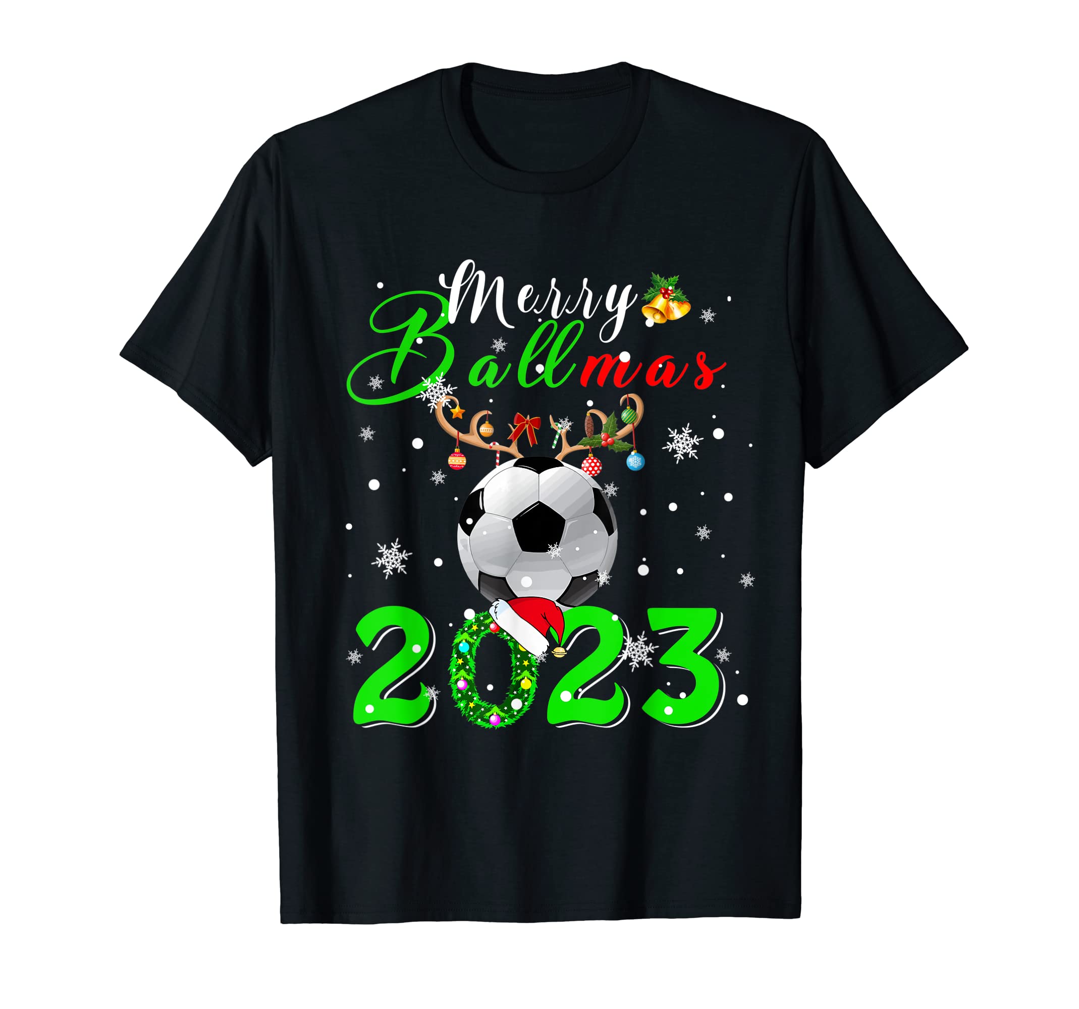 Merry Ballmas 2023 Santa Reindeer T-Shirt - Custom Art Print for Adults