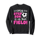 Proud Soccer Step Mom Soccer Sweatshirt - Minimalist Print for Adults