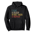 Eat Sleep Hat Trick Repeat Ice Hockey Hoodie - Unique Graphic for Adults