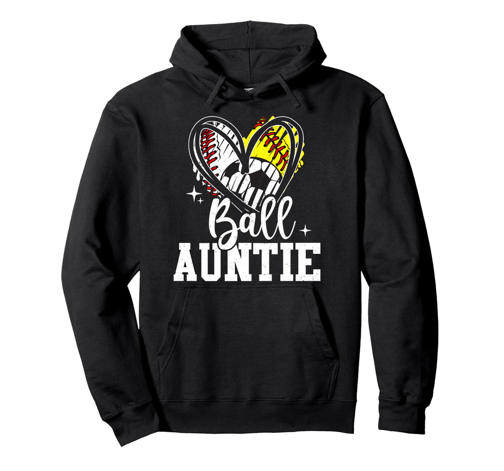 Ball Auntie Baseball Softball Soccer Hoodie - Casual Everyday Wear Unisex