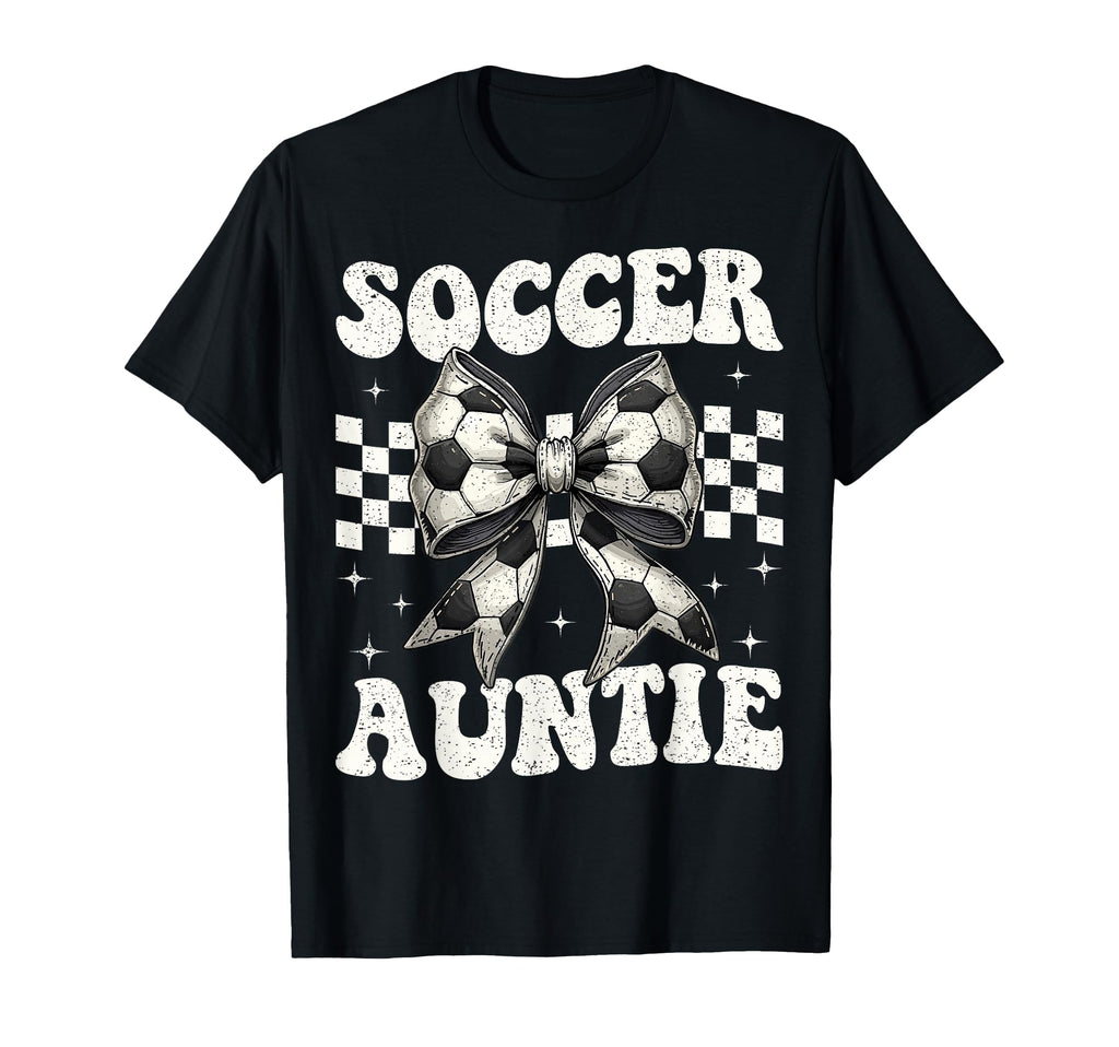 Soccer Auntie Funny Coquette Bow T-Shirt - Custom Art Print for Adults