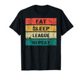 Eat Sleep League Repeat Sports Game T-Shirt - Aesthetic Graphic Men Women
