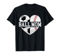 Ball Mom Heart Funny Baseball Soccer Mom T-Shirt - Trendy Graphic Men Women