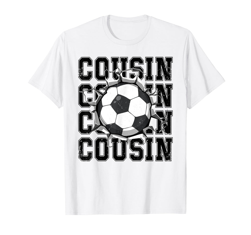 Soccer Cousin Cracked Wall Family T-Shirt - Casual Everyday Wear Unisex