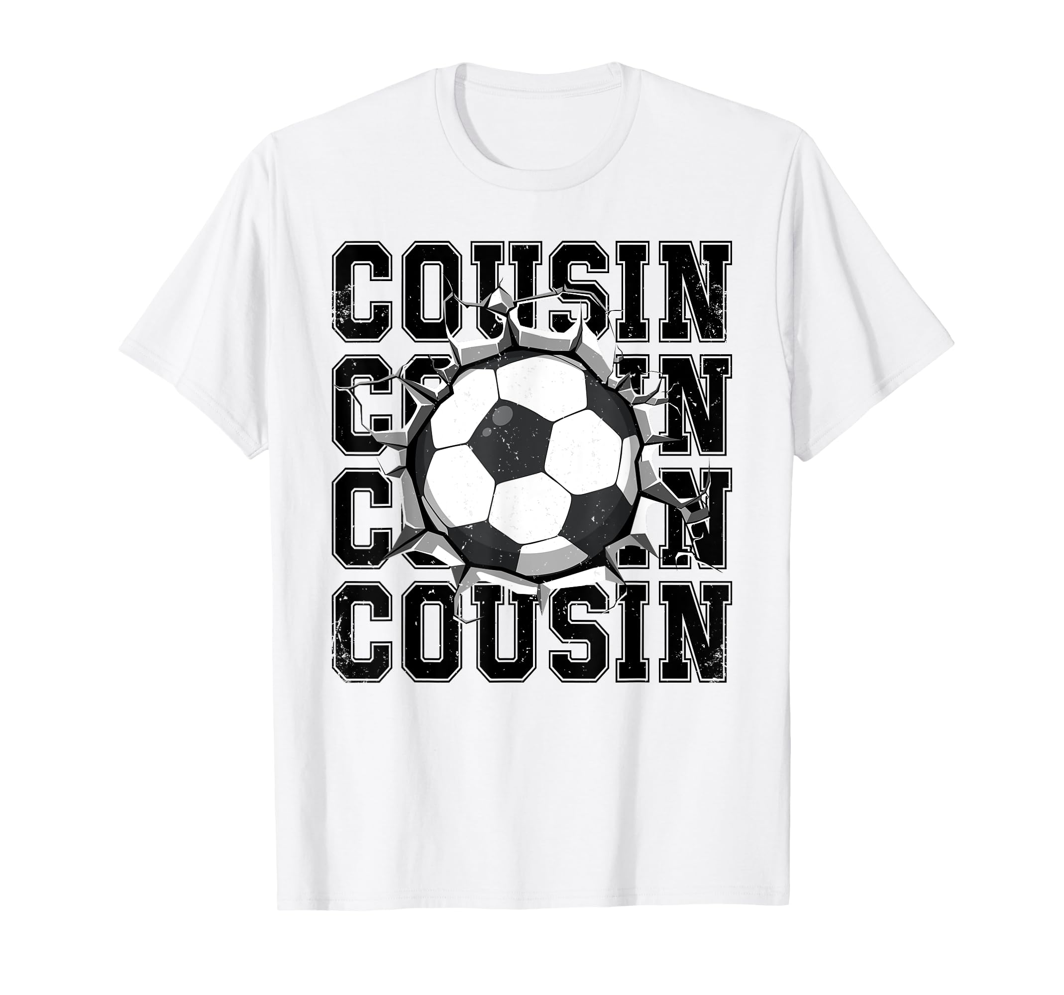 Soccer Cousin Cracked Wall Family T-Shirt - Casual Everyday Wear Unisex